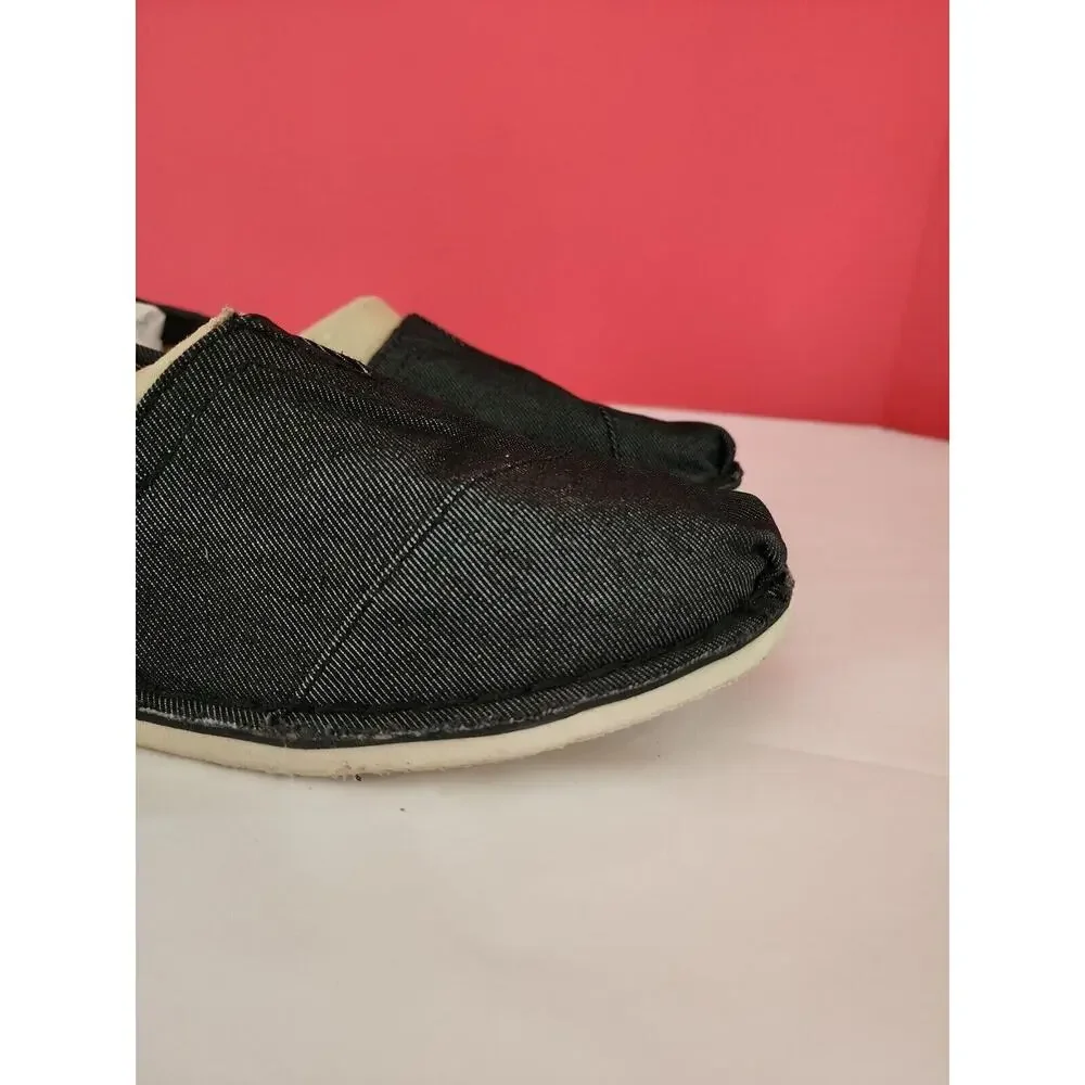 TOMS Men Denim Bimini Canvas Shoes, Size 9M, black Slip On